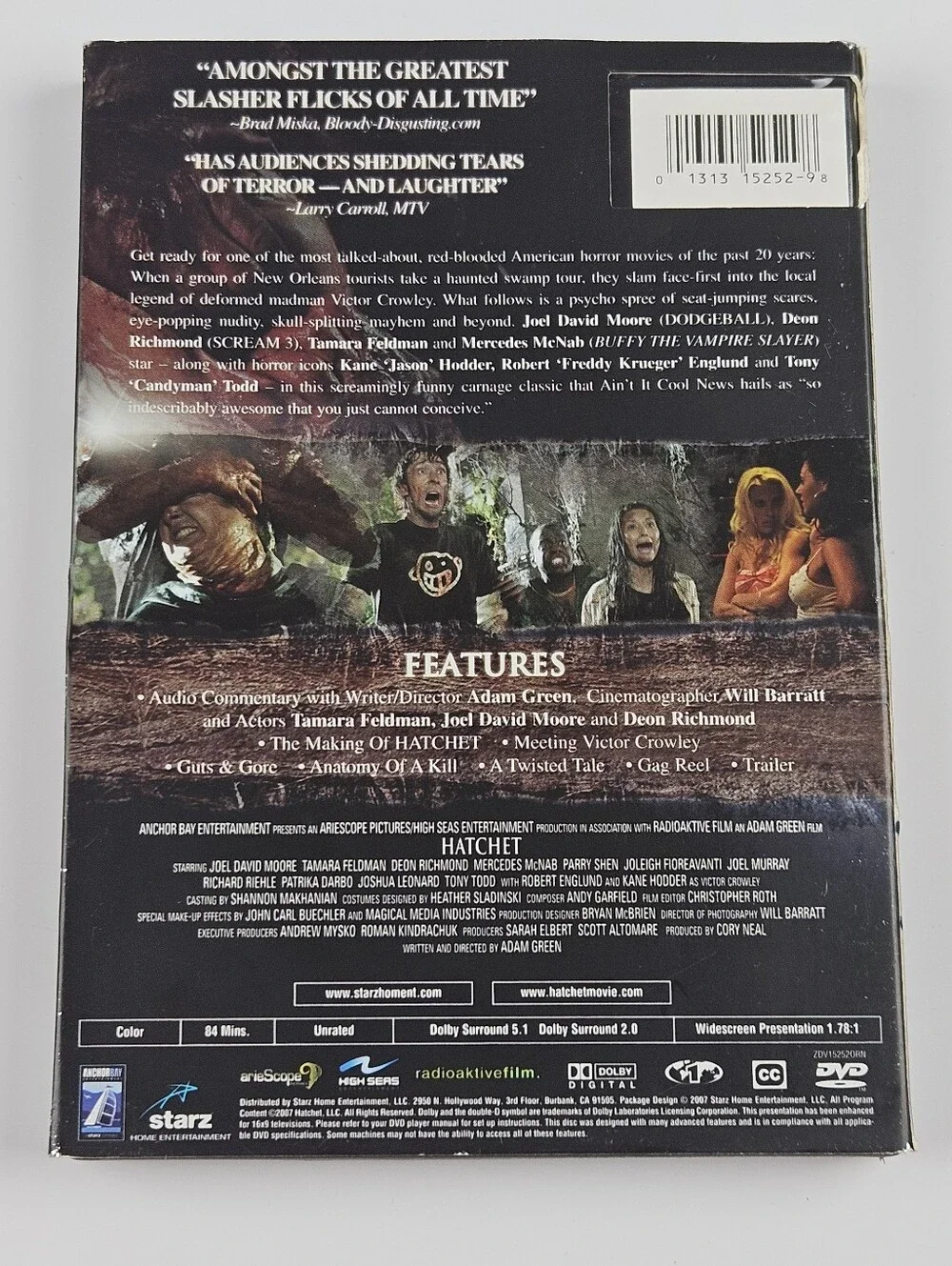 Hatchet Unrated Director's Cut DVD 2007 Horror Slipcover Kane Hodder Complete